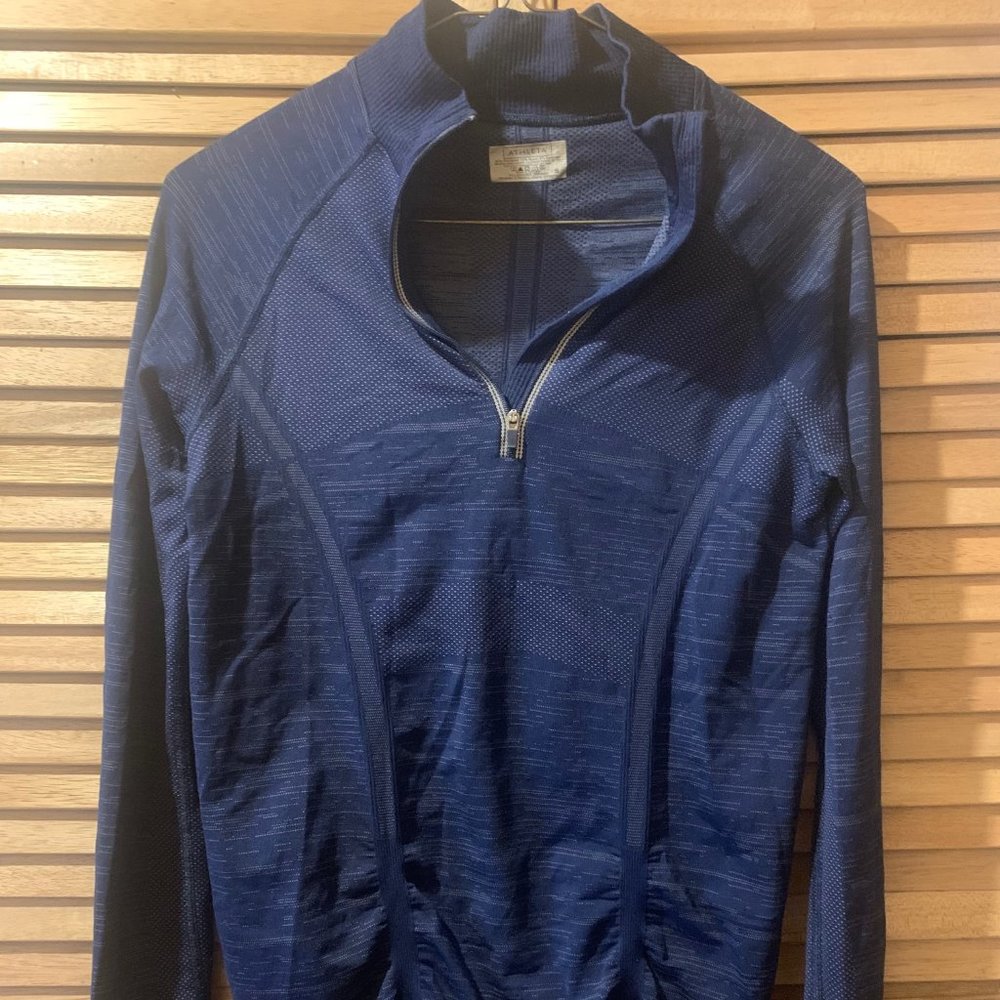 Athleta navy blue half zip, size small